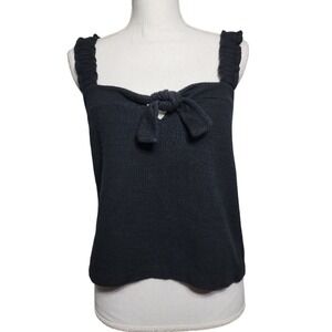 Madewell Texture & Thread Tank Top Womens Medium Black Tie Front